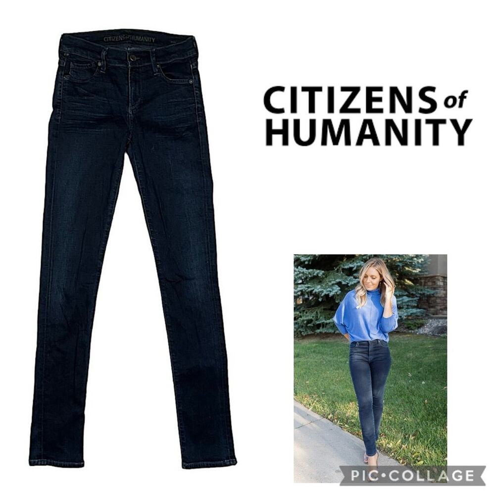 Citizens of humanity low rise skinny leg dark blue denim jeans size 26